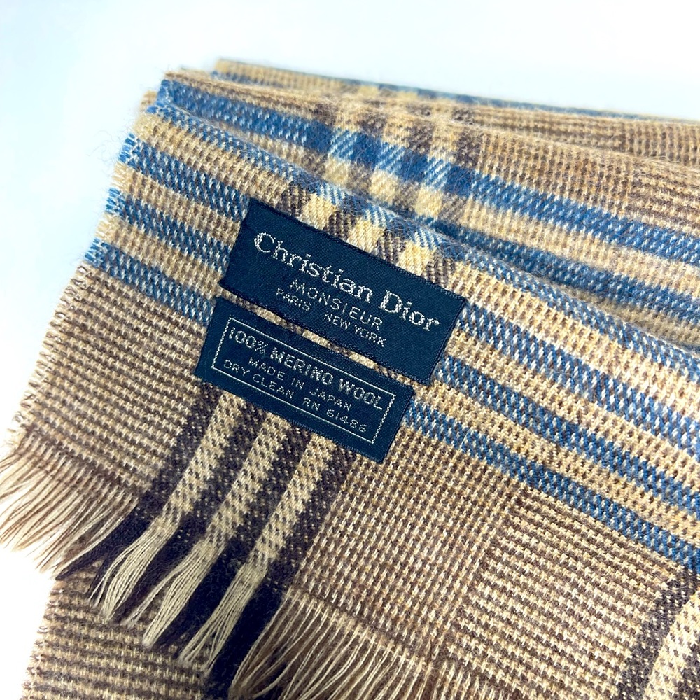Vintage Christian Dior Wool Plaid Scarf - Picture 3 of 5